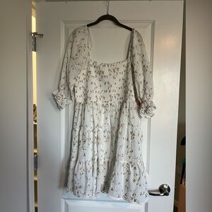 NWT | Stretch Bodice Dress with Rose Pattern